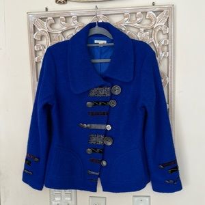 Carson Royal Blue Wool Button Trimmed Pockets . Size Small.